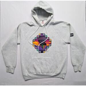 Vintage Hot Air Balloon Hoodie Wild Hare Gray Graphic Mens Large Sweatshirt 90s